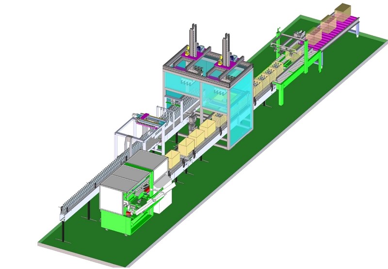 Hệ thống tự động đóng chai vào thùng carton