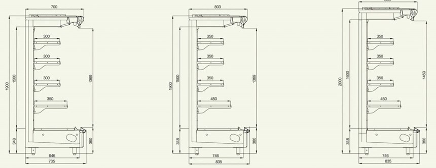 Tủ mát không hạn chế chiều dài  AMADS 80 375 1900 hinh 3