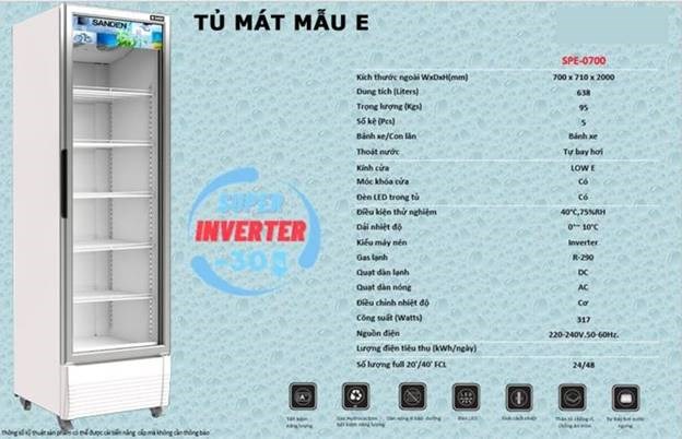 tu mat sanden intercool spe-0700 (inverter) hinh 1